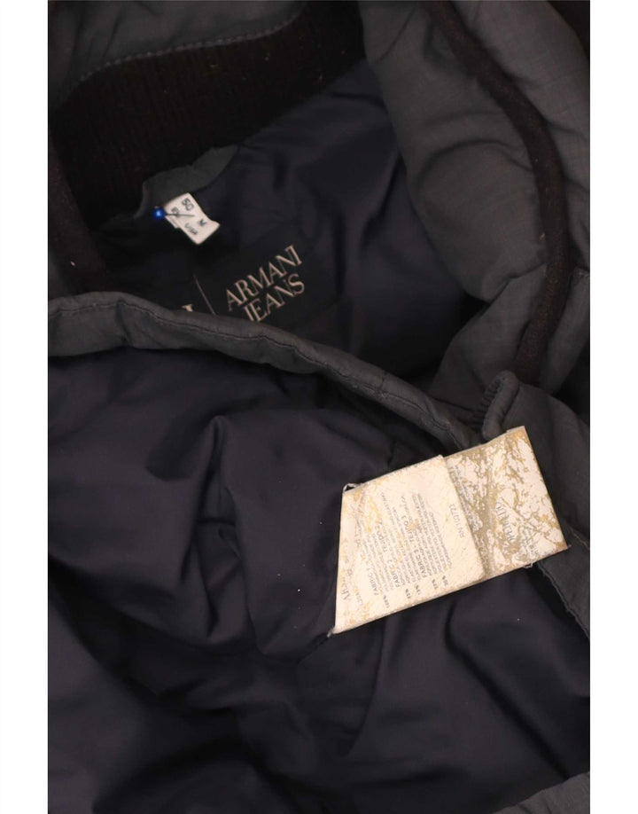 Armani Herre Hooded Polstret Frakke UK 38 Medium Grey Polyamide