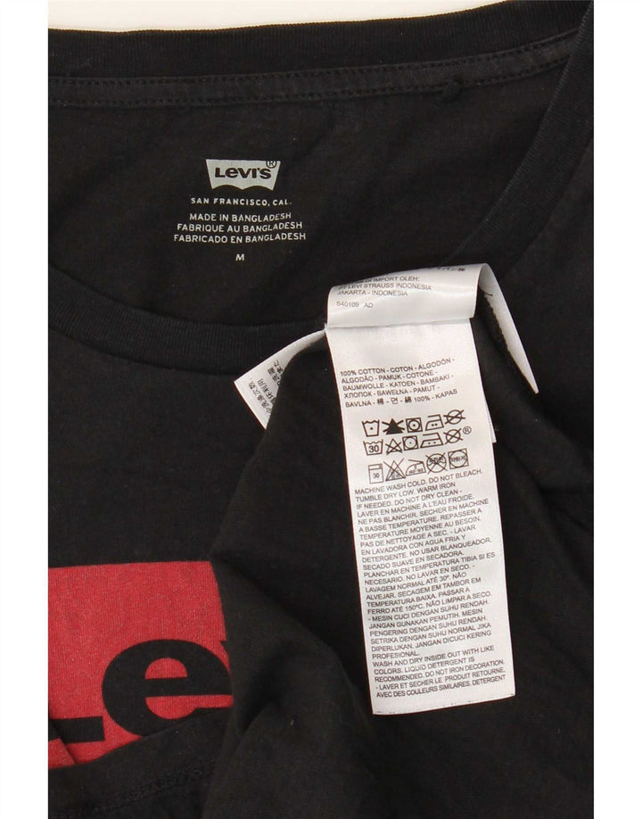 Levi's Dame Oversized grafisk T-shirt Top UK 14 Medium Sort Bomuld