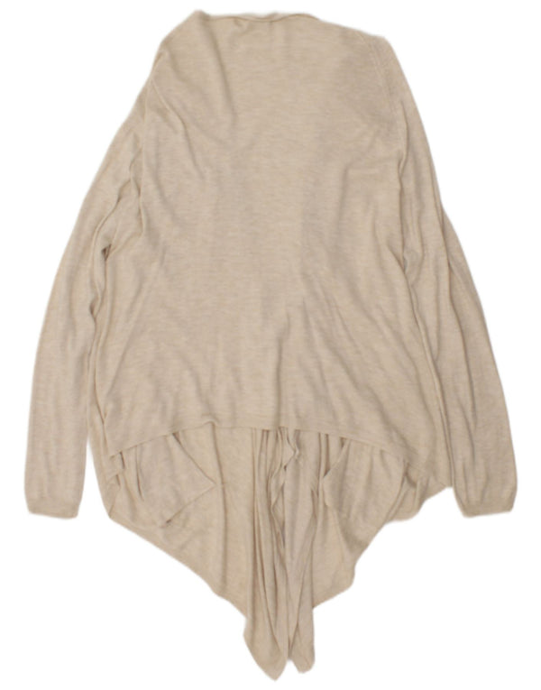 Fat Face Dame Longline Åben Cardigan Sweater UK 14 Medium Beige Flecked