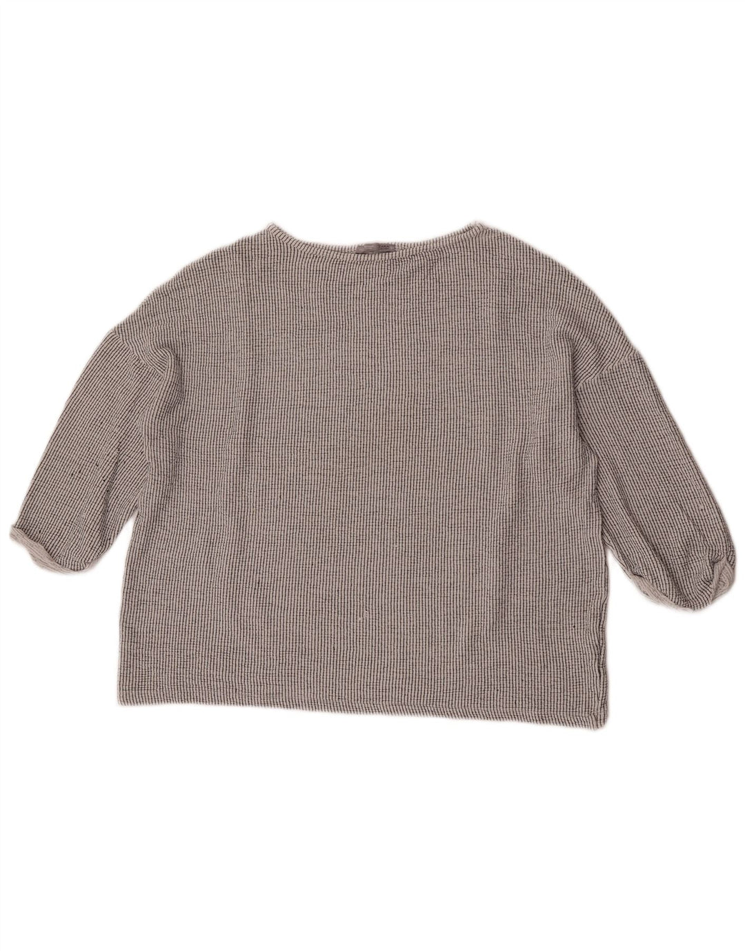 Zara Dame 3/4 ærmet oversize bluse Top UK 14 Mellem grå stribet