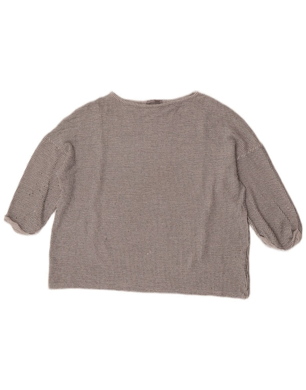 Zara Dame 3/4 ærmet oversize bluse Top UK 14 Mellem grå stribet