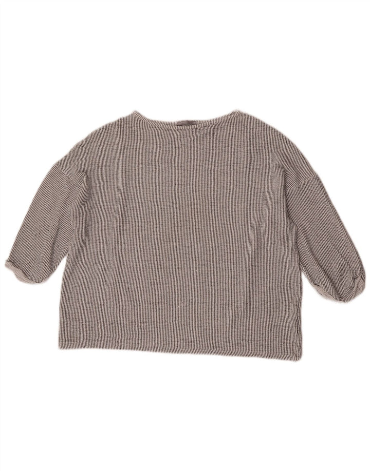 Zara Dame 3/4 ærmet oversize bluse Top UK 14 Mellem grå stribet