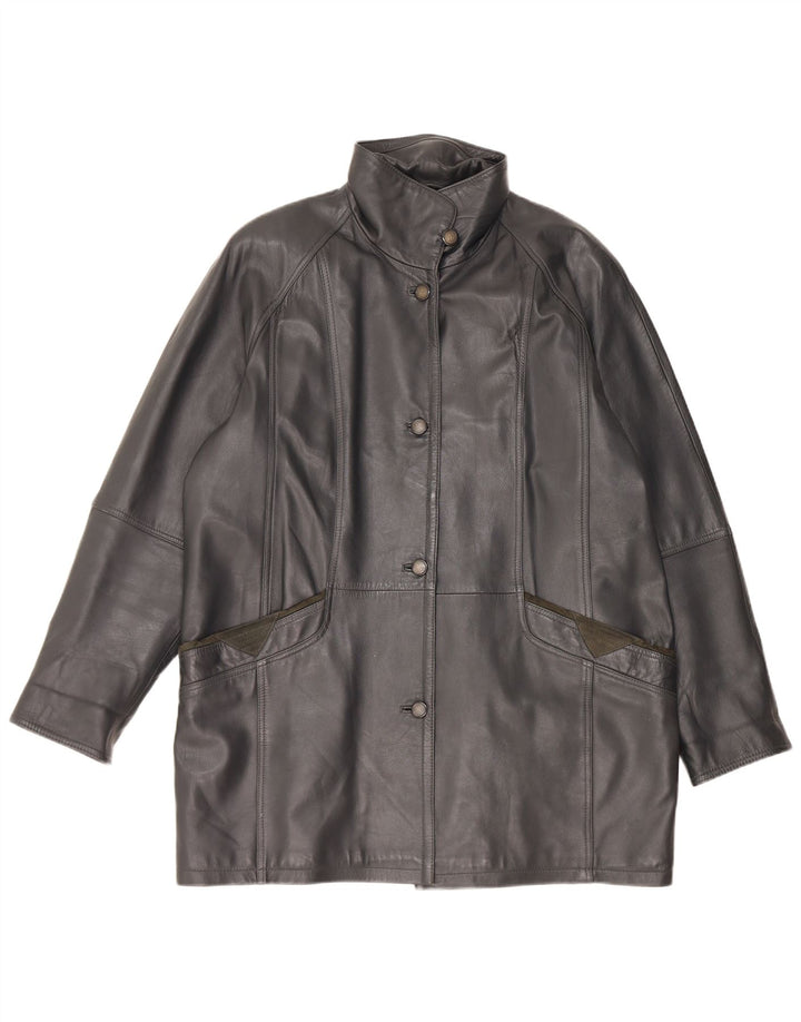 Barisal Dame Oversized Læderfrakke EU 40 Medium Sort
