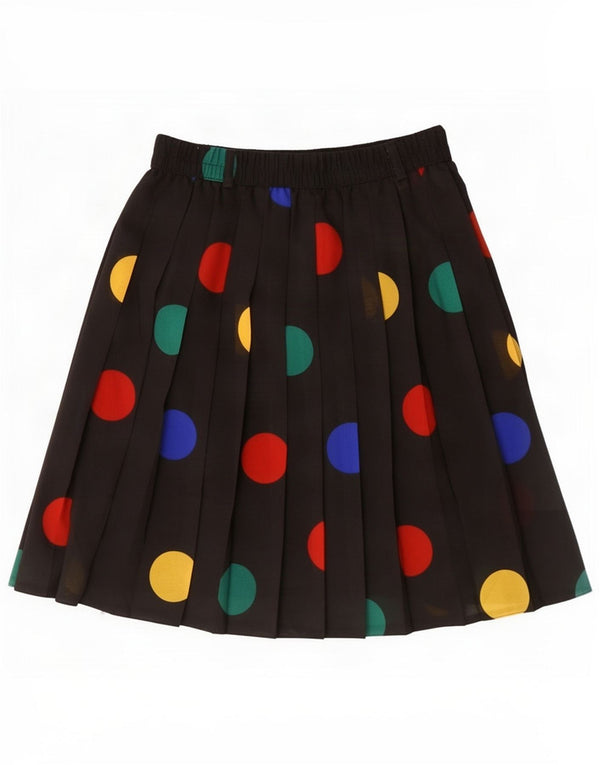 Vintage Womens Pleated Skirt UK 12 Medium W30 Black Spotted Polyester