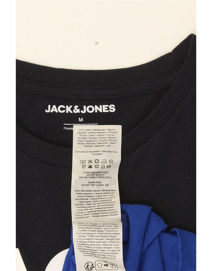 Jack & Jones Herre grafisk T-shirt Top Medium Marineblå Colourblock Bomuld