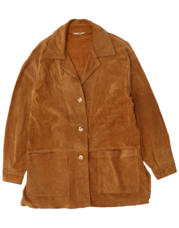 VINTAGE Dame ruskindsjakke UK 14 Stor Brun