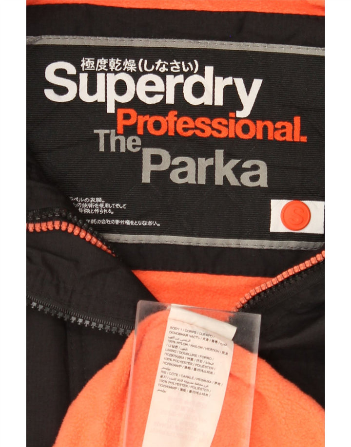 SUPERDRY Parkajakke med hætte til mænd UK 36 Lille sort nylon