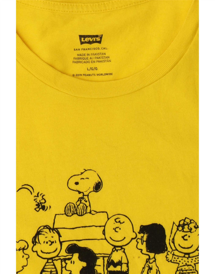 Levi's Herre Peanuts Grafisk T-Shirt Top Stor Gul Bomuld