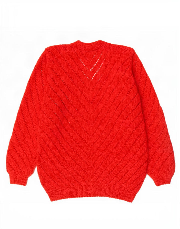 Vintage Dame Front Tie V-hals Jumper Sweater UK 10 Small Red
