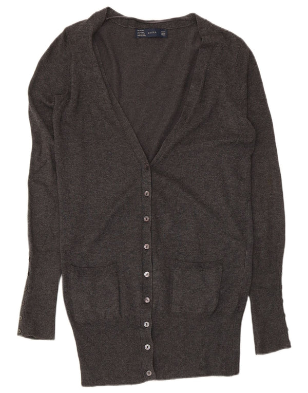 Zara Dame Cardigan Sweater UK 12 Medium Grey Rayon