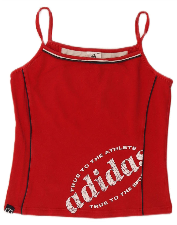 Adidas Womens Crop Graphic Cami Top UK 14 Medium Red Colourblock Bomuld