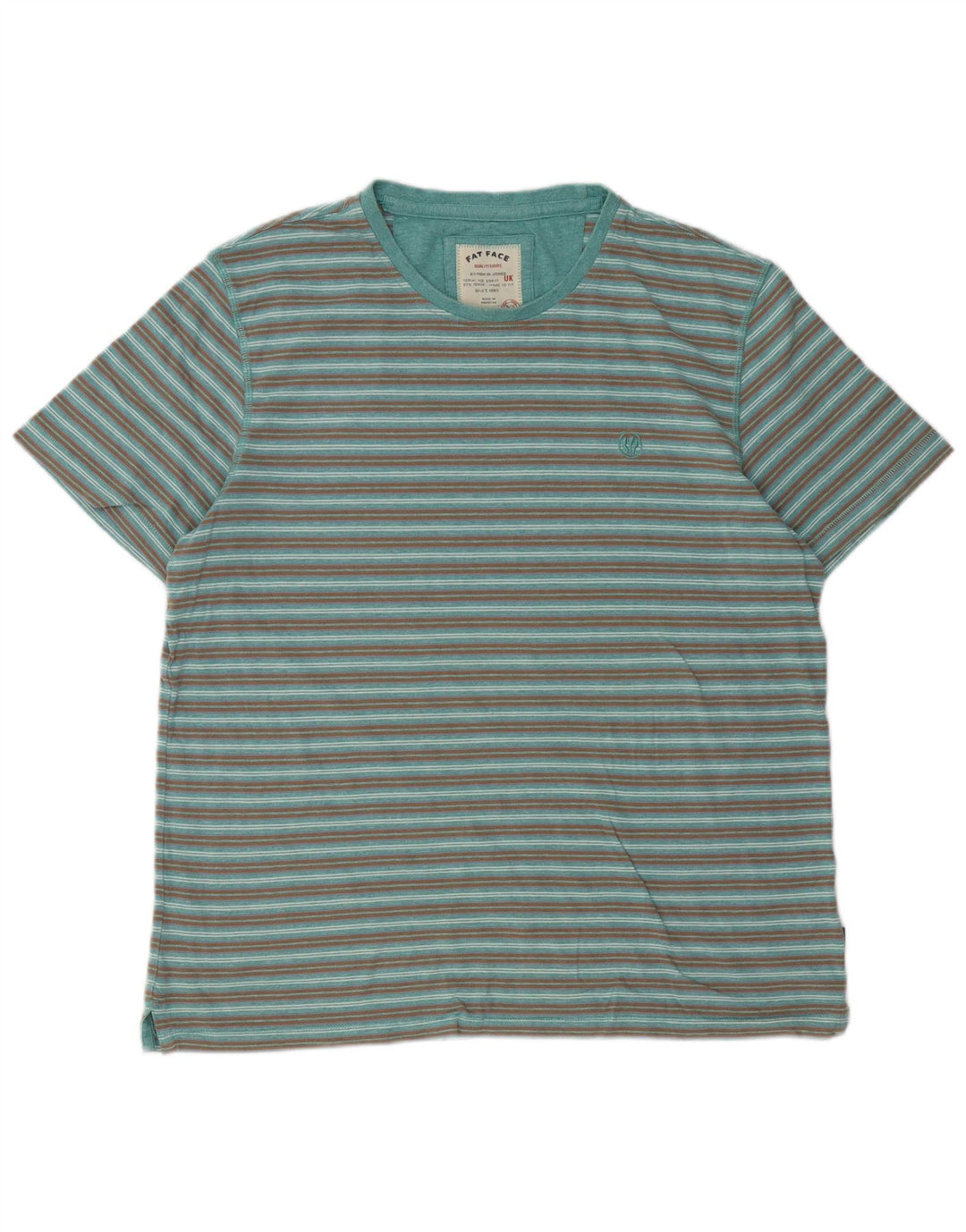 Fat Face Herre T-Shirt Top Stor Grøn Stribet Bomuld