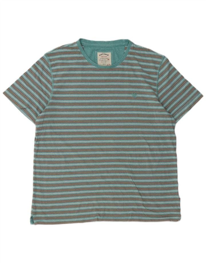 Fat Face Herre T-Shirt Top Stor Grøn Stribet Bomuld