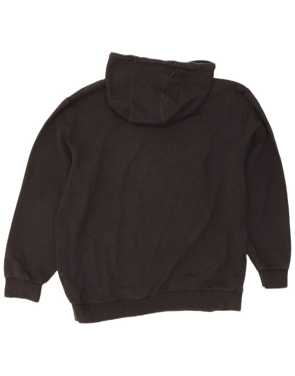 Ellesse Dame Grafisk Oversized Hoodie Jumper UK 16 Stor Sort Bomuld