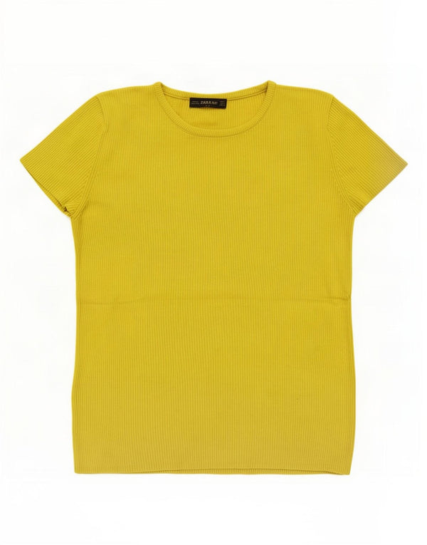 Zara T-Shirt Top UK 12 Medium Grøn Viscose