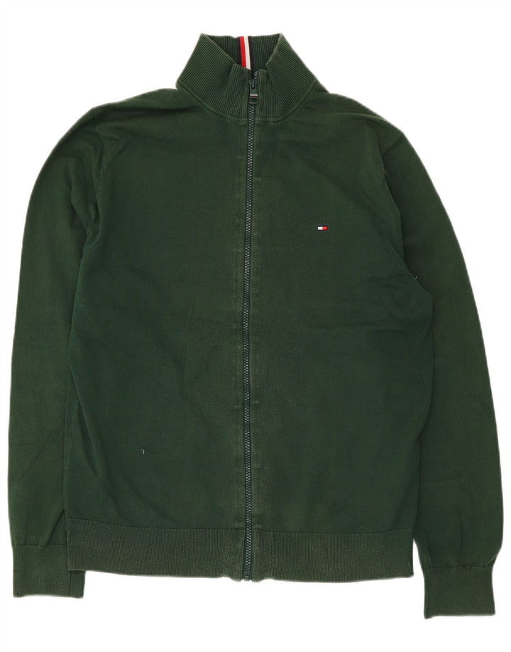 Tommy Hilfiger Herre cardigan sweater med fuld lynlås mellemgrøn bomuld
