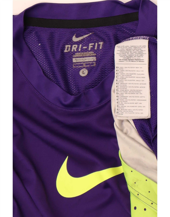 Nike Herre Dri Fit Grafisk T-Shirt Top Stor Lilla Geometrisk Polyester