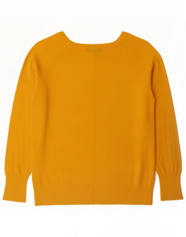 Zara Dame Boat Neck Jumper Sweater UK 16 Large Yellow Viscose