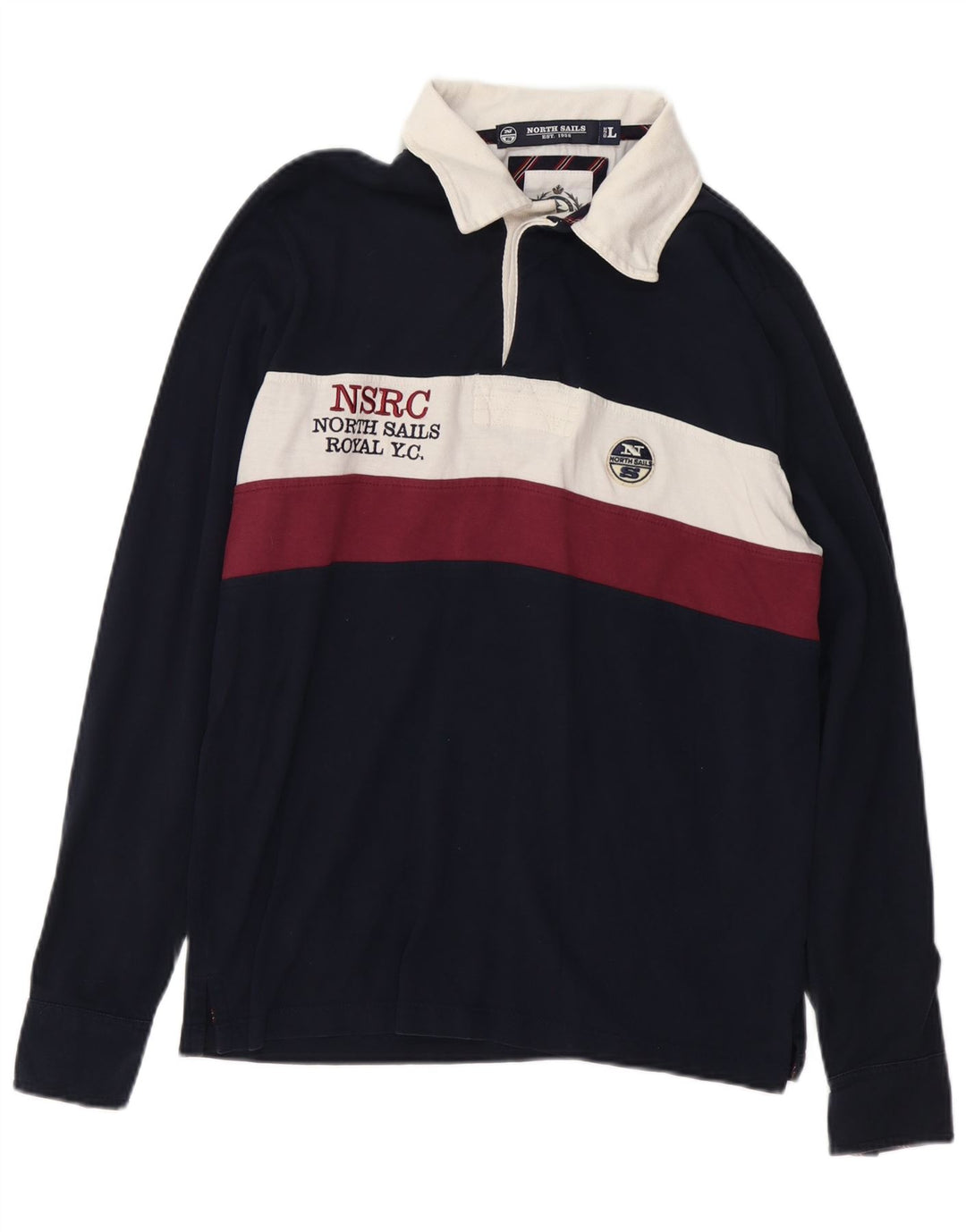 NORTH SAILS Langærmet Rugby Polo Shirt til mænd Stor Navy Blue Colourblock