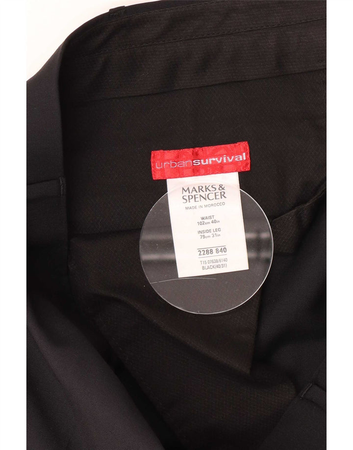 Marks & Spencer Straight Suit Bukser til mænd W40 L31 Sort uld