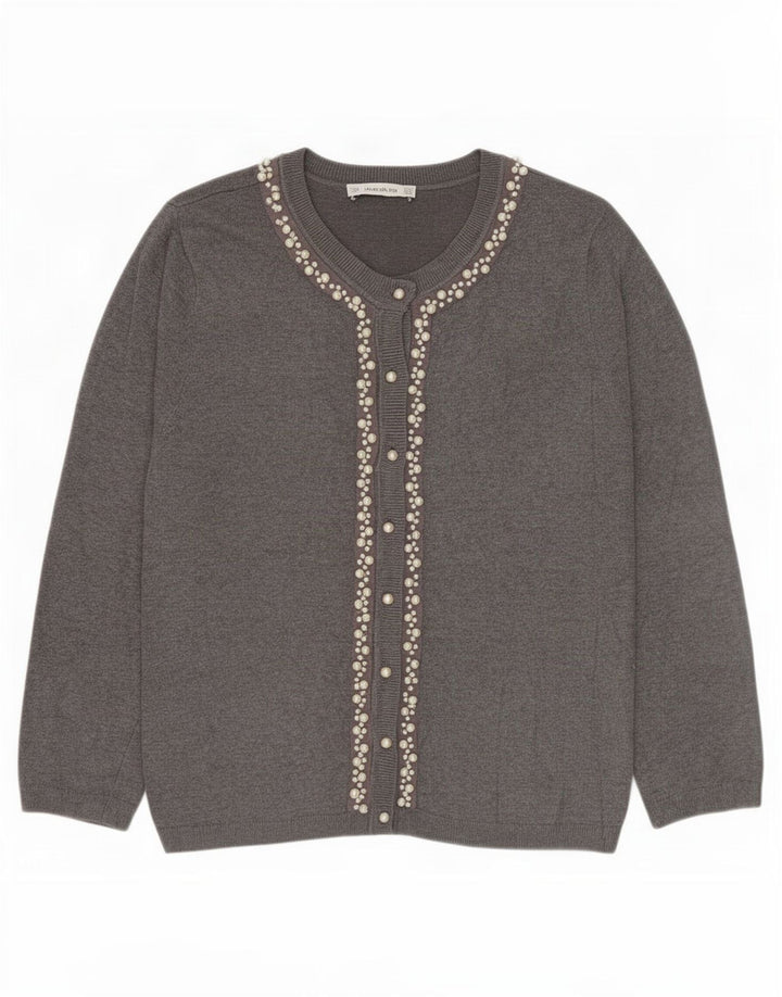 Zara Dame Cardigan Sweater UK 14 Large Grå