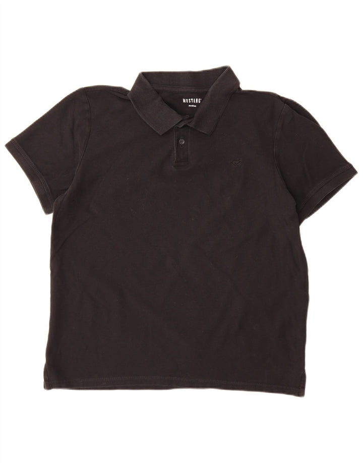 Mustang herre poloshirt Medium sort bomuld