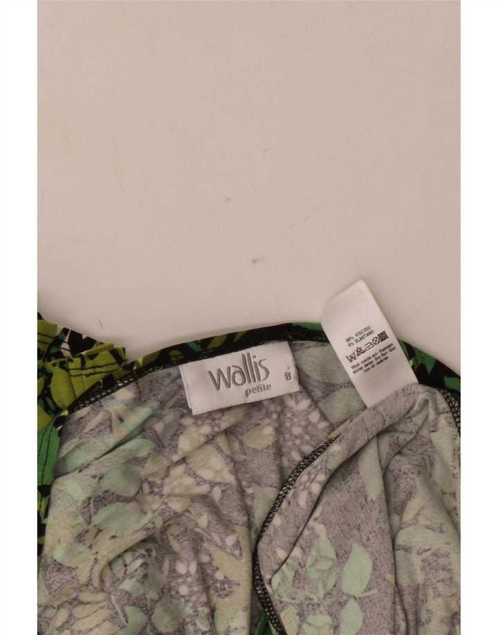 Wallis Petite 3/4 ærmer basiskjole til kvinder UK 8 Small Green Floral Viscose