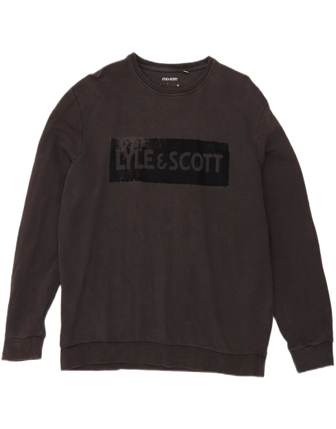 LYLE & SCOTT Mens Graphic Sweatshirt Jumper XL Black Cotton Vintage Lyle & Scott and Second-Hand Lyle & Scott from Messina Hembry 