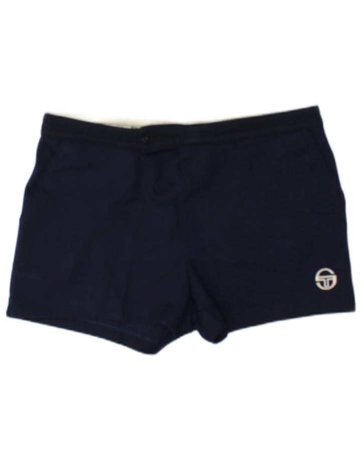 Sergio Tacchini Dame Sports Shorts UK 14 Large Navy Blue Polyester