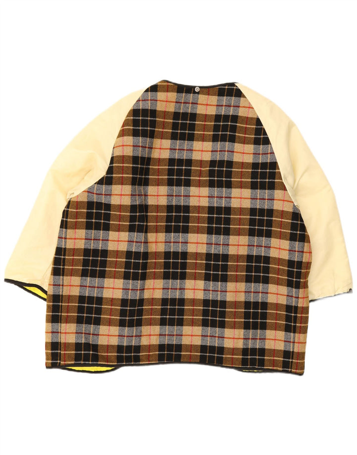 Vintage dame liner vendbar jakke UK 20 2XL brun plaid uld
