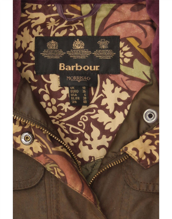 Barbour Womens vokset bomuldsjakke UK 10 Lille brun bomuld