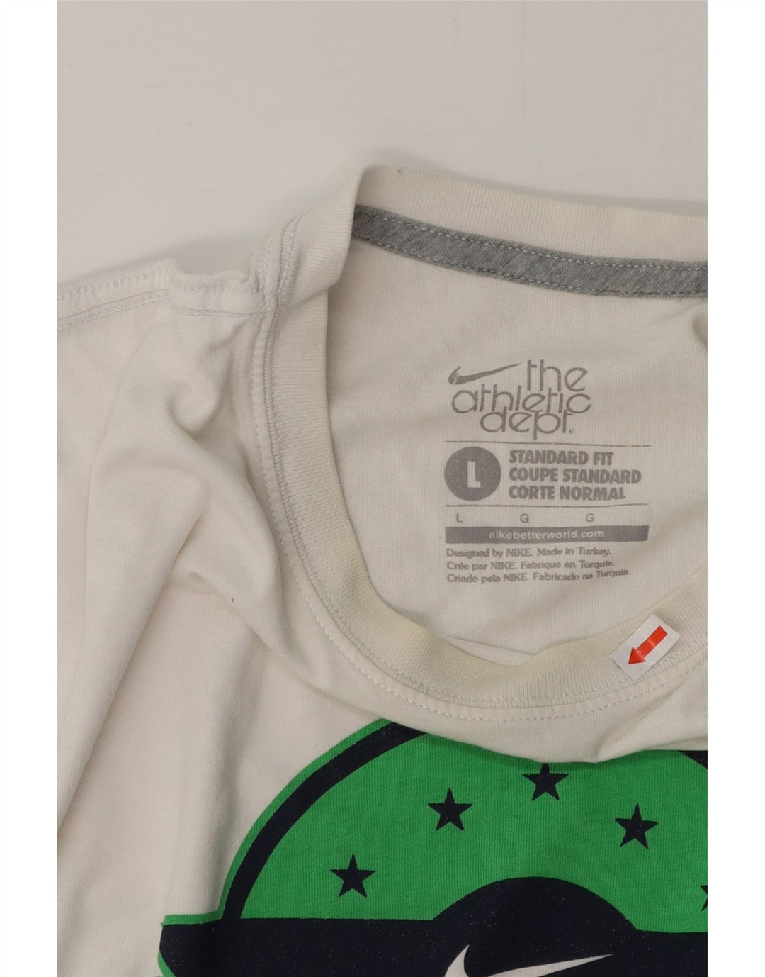 NIKE Herre Coupe Standard Standard Fit Grafisk T-Shirt Top Stor Hvid