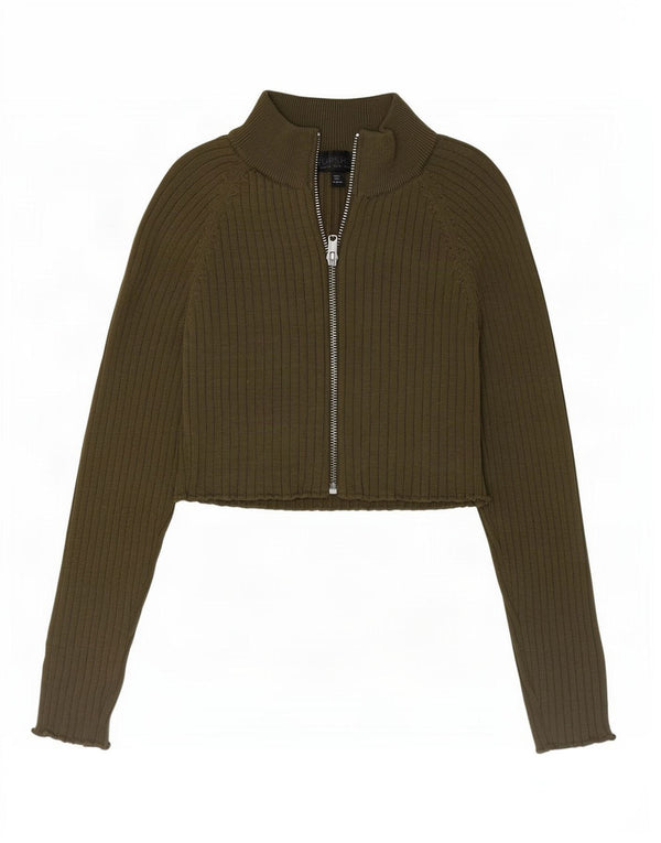 Topshop Womens Crop Cardigan Sweater UK 8 Small Green Viscose