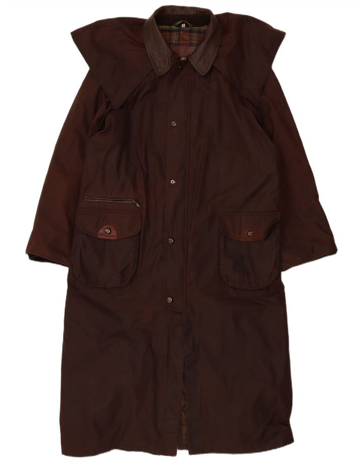 MICHAEL MORTELL Mens Waxed Capelet Coat UK 38 Medium Brown Cotton