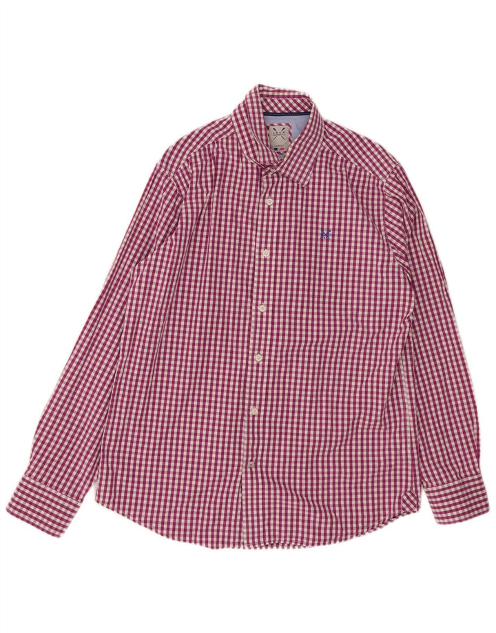 CREW CLOTHING Herre Classic Fit skjorte Stor lilla Gingham Cotton