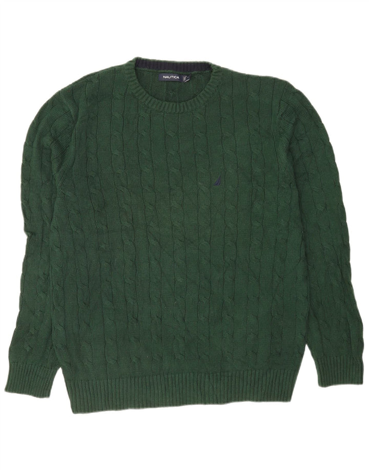 Nautica Herre Crew Neck Jumper Sweater Stor grøn bomuld