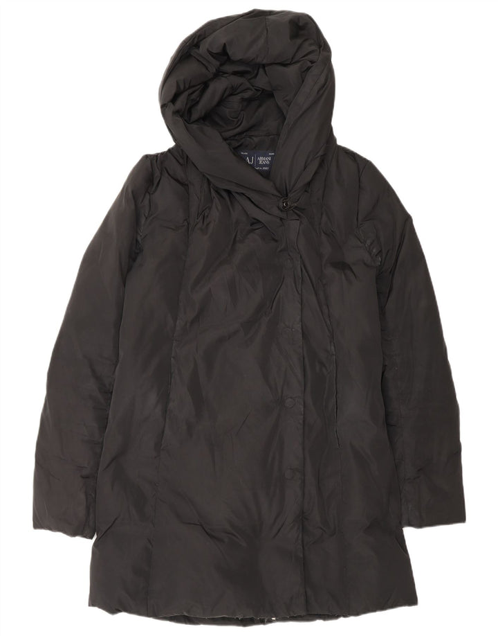 ARMANI JEANS Dame Oversized hætte polstret frakke IT 38 XS sort polyester