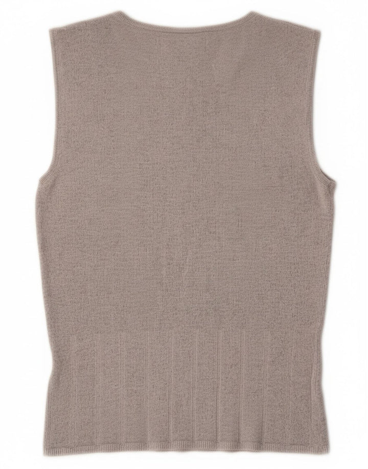 NICOLE MILLER Womens Crop Vest Tank Top UK 12 Medium Grey Rayon