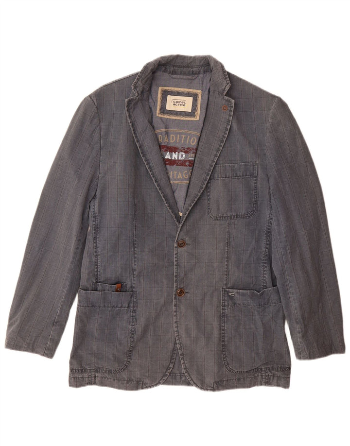 CAMEL ACTIVE Herre 2-knaps blazerjakke IT 48 Mellemblå ternet bomuld