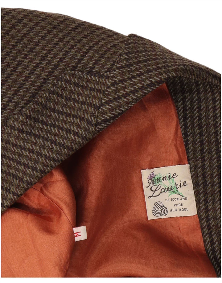 Vintage Dame Dobbeltradet Blazer Jacket UK 14 Medium Brown Houndstooth