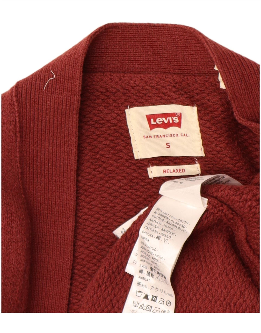 LEVI'S Herre Oversized Relaxed Fit cardigan sweater lille brun stribet