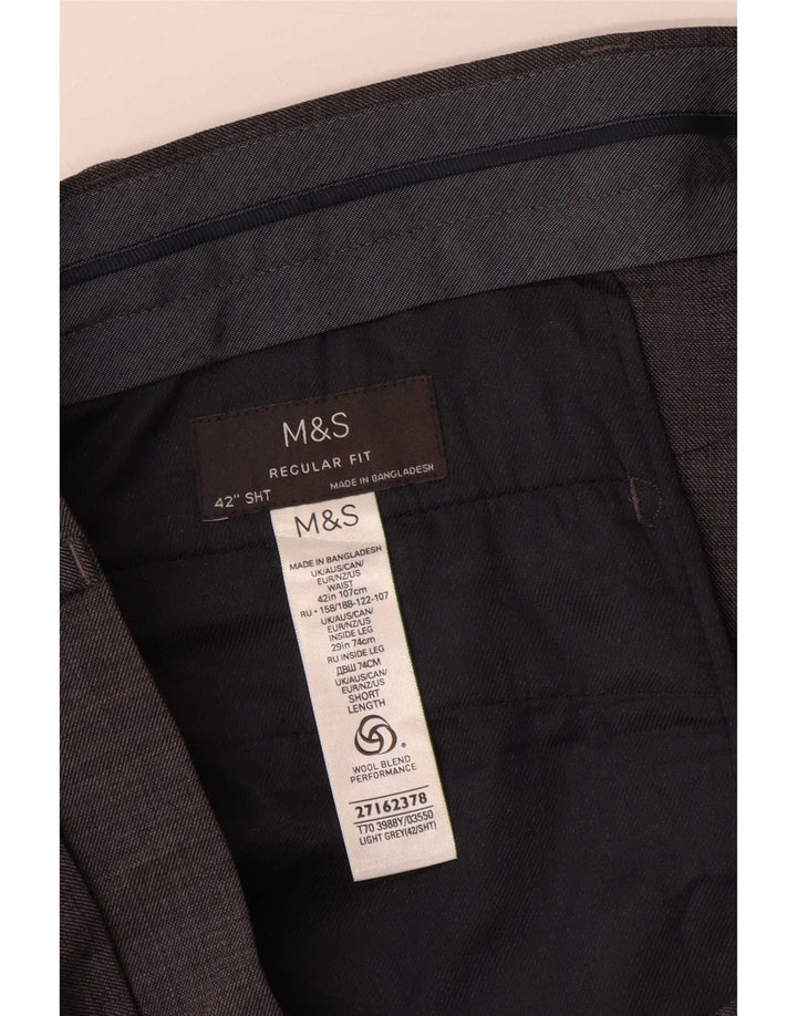 Marks & Spencer Herre Lige Regular Fit Suit Bukser W42 L29 Grå Uld