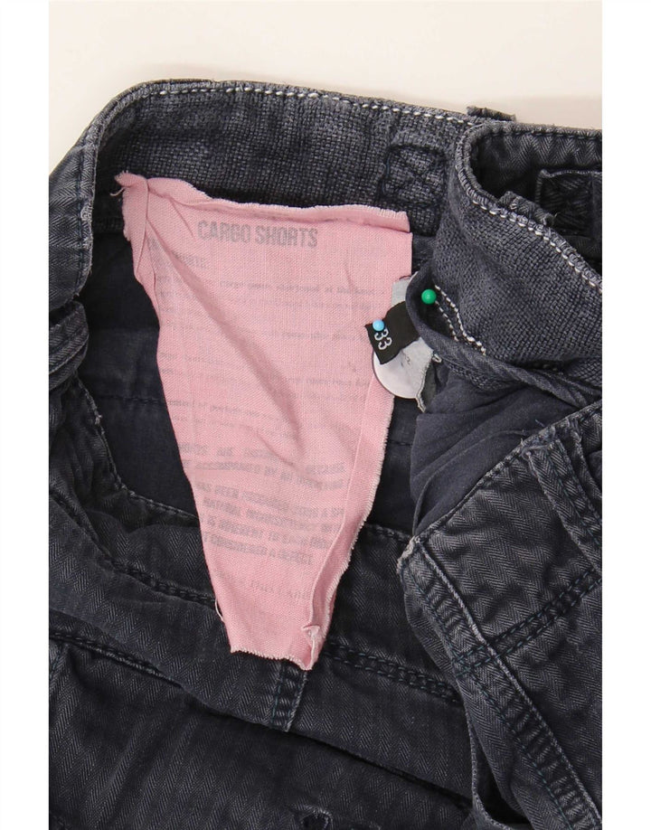 Vintage Herre Cargo Shorts W33 Medium Marineblå Bomuld