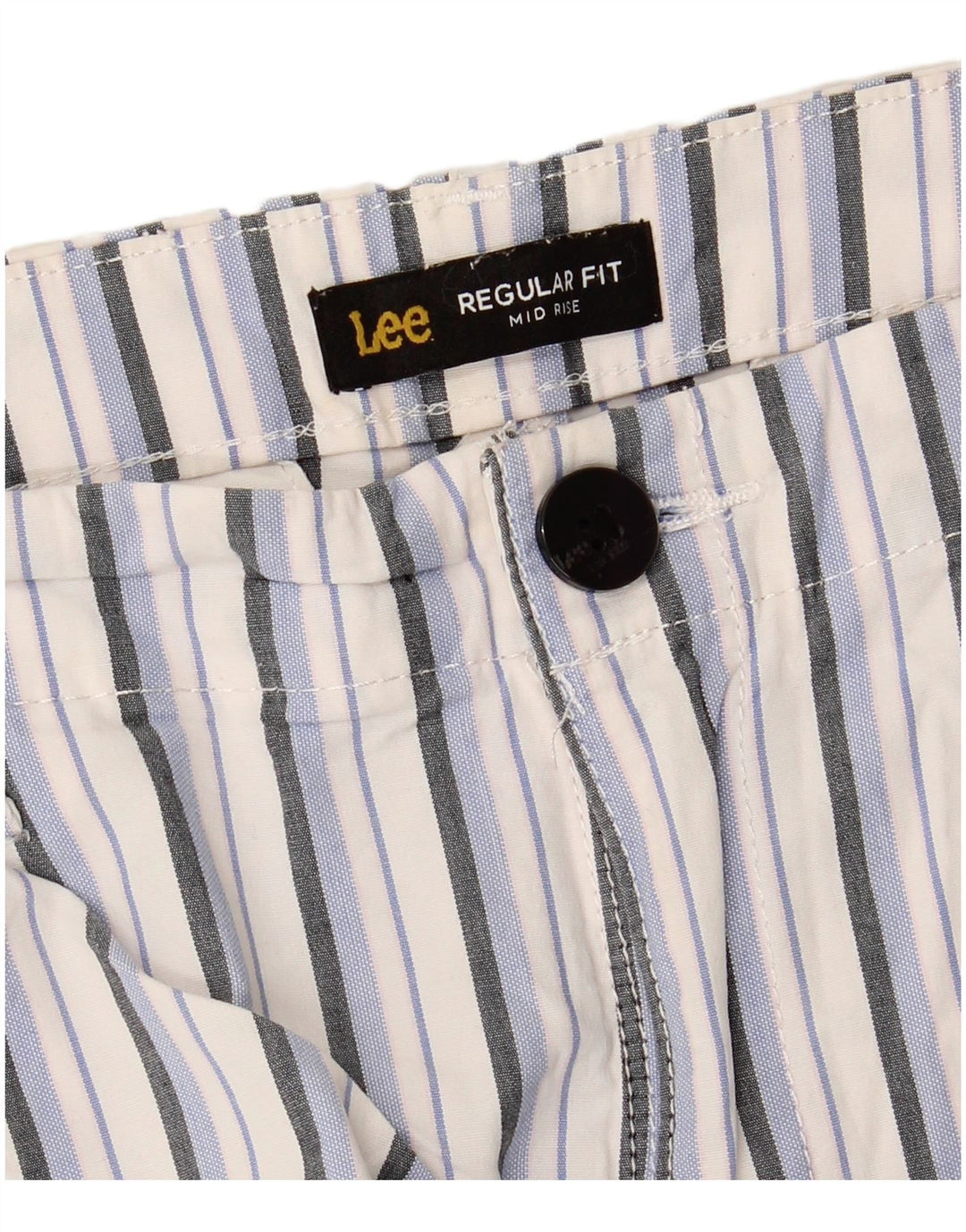 LEE Womens Mid Rise Regular Fit Chino Shorts W36 XL White Striped