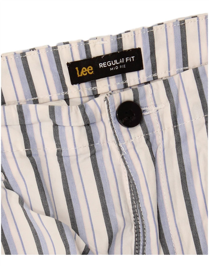 LEE Womens Mid Rise Regular Fit Chino Shorts W36 XL White Striped