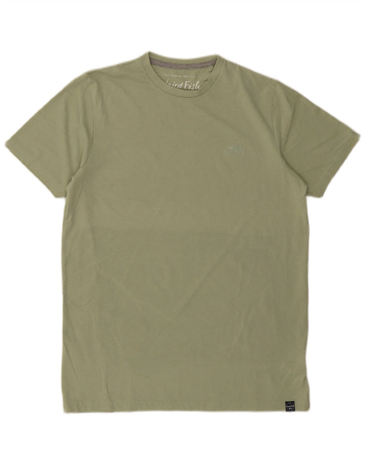 Weird Fish Herre T-Shirt Top Medium Khaki Bomuld