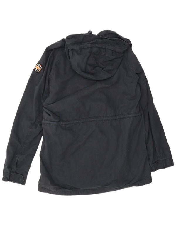 Superdry Parkajakke med hætte til mænd UK 46 3XL marineblå bomuld