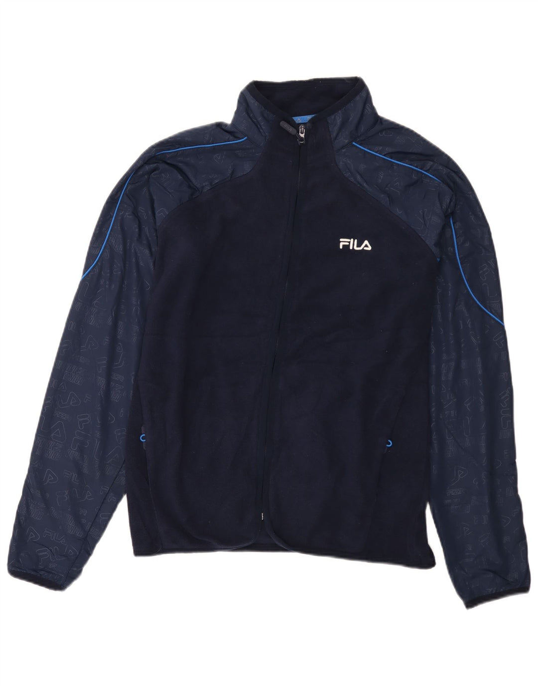 Fila Fleecejakke til mænd UK 38 Medium Marineblå Colourblock Bomuld
