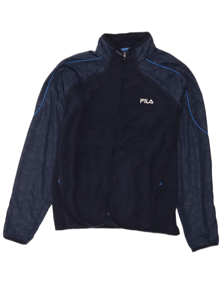 Fila Fleecejakke til mænd UK 38 Medium Marineblå Colourblock Bomuld