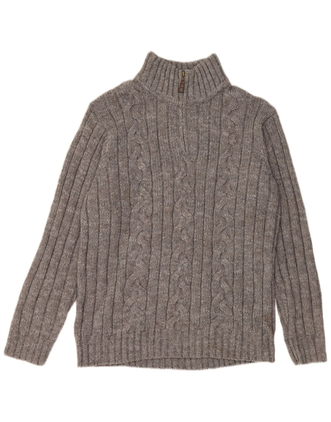 Marks & Spencer Herre sweater med lynlåshals, stor grå flækket akryl
